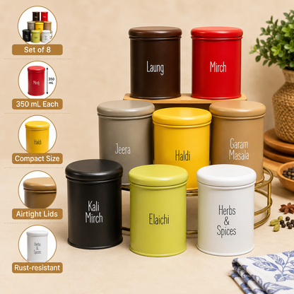 India's Favorite Spice Jar Set – 8 Airtight Jars, BPA-Free, Stackable
