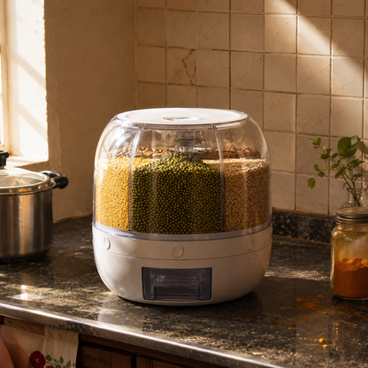 SpinStore 360° — 6-in-1 Rotating Grain Dispenser