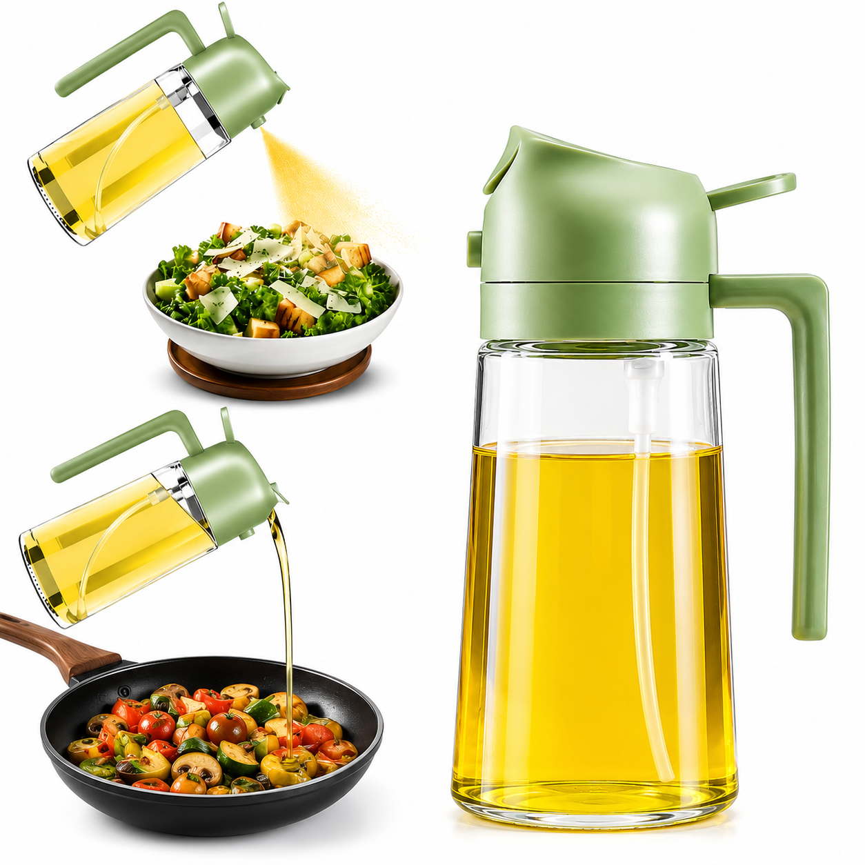 Premium 2-in-1 Glass Oil Sprayer & Dispenser Bottle