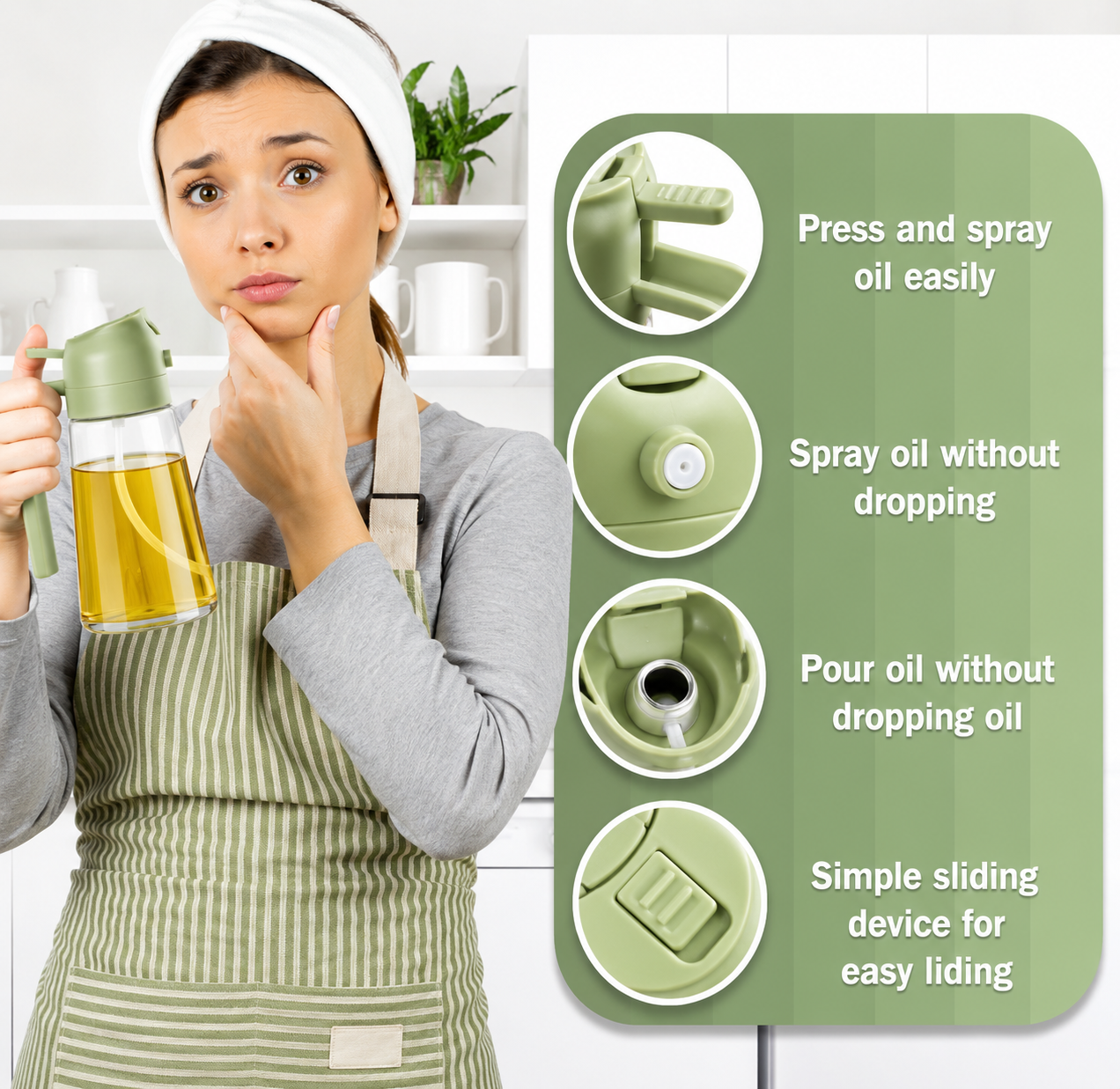 Premium 2-in-1 Glass Oil Sprayer & Dispenser Bottle