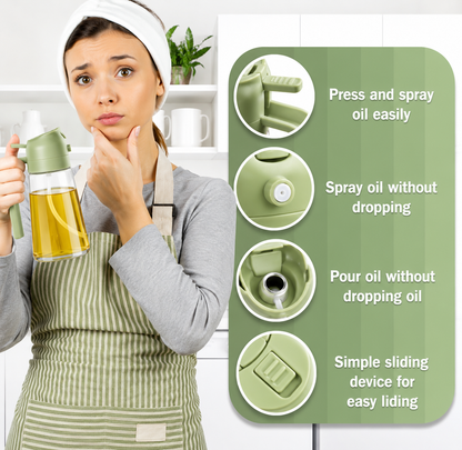 Premium 2-in-1 Glass Oil Sprayer & Dispenser Bottle
