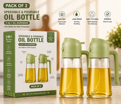 Premium 2-in-1 Glass Oil Sprayer & Dispenser Bottle