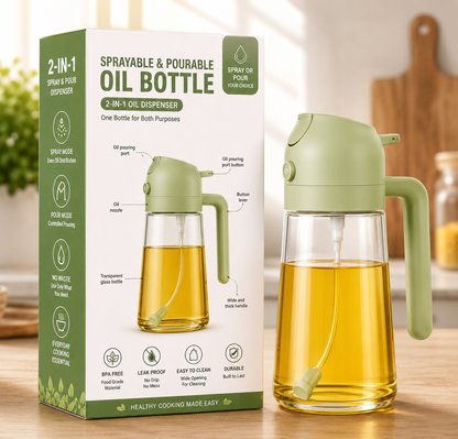 Premium 2-in-1 Glass Oil Sprayer & Dispenser Bottle