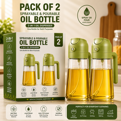 2-in-1 Glass Oil Sprayer & Dispenser Bottle - For Cooking, BBQ & Air Fryer 10 RS